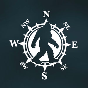 Bigfoot Compass Vinyl Decal: Waterproof Car/Truck Sticker
