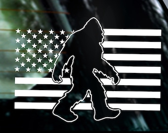 5.5 X 4 Inch Bigfoot Rock On America Decal - USA Sasquatch Vinyl Bumper Sticker For Cars & Windows