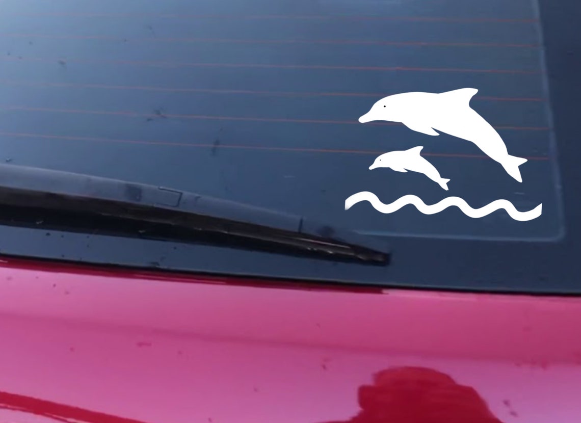 Dolphins car sticker. White waterproof vinyl car decal. | Etsy