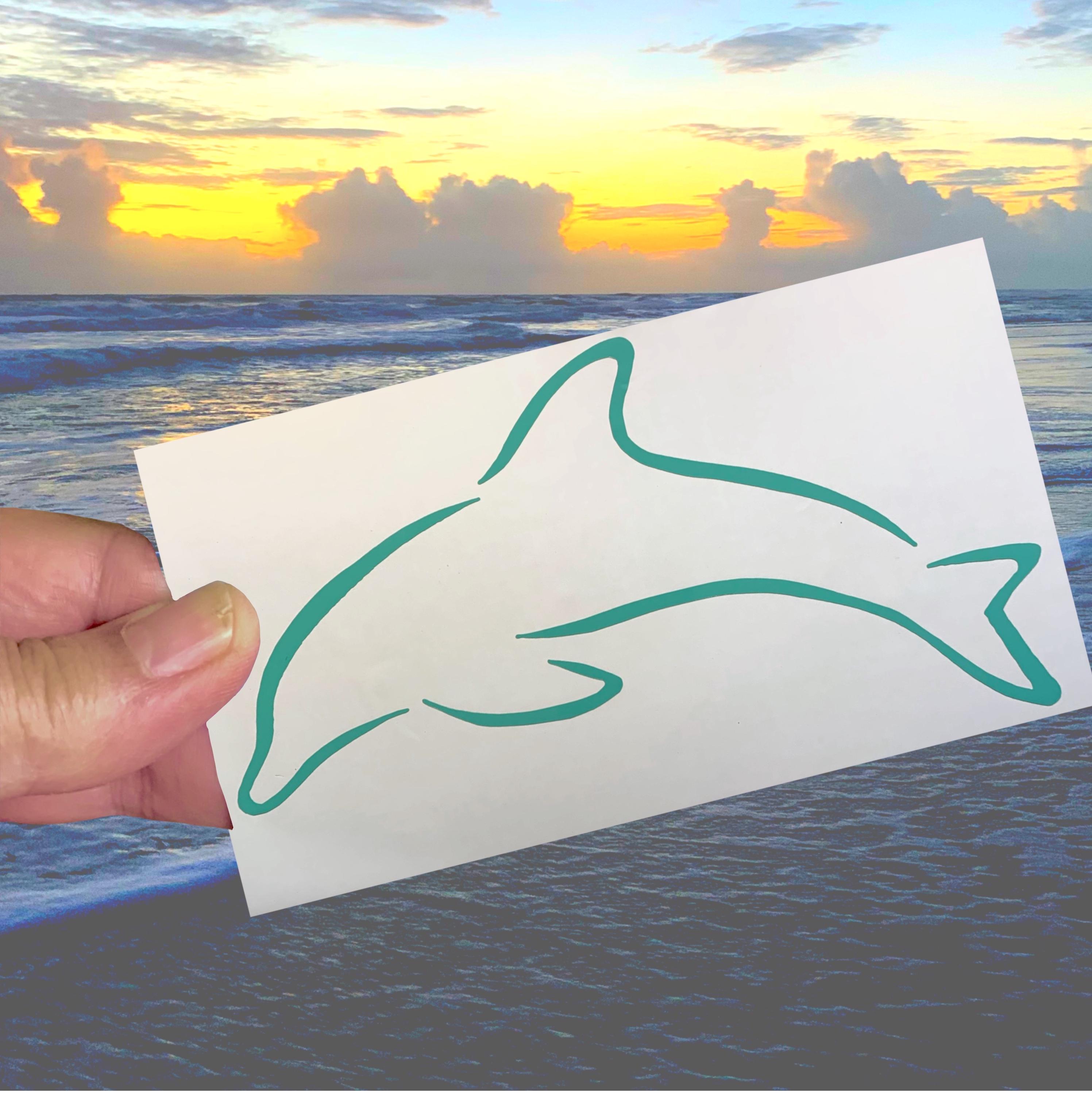 Rainbow Dolphin Flower Decal Sticker - For Car, Room, Kitchen - Made In France