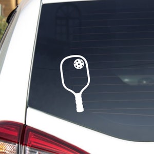 Pickleball Paddle & Ball Car Decal: Waterproof Vinyl Sticker