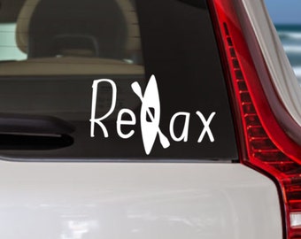 Kayak Relax Decal: Waterproof Vinyl Sticker for Car Window
