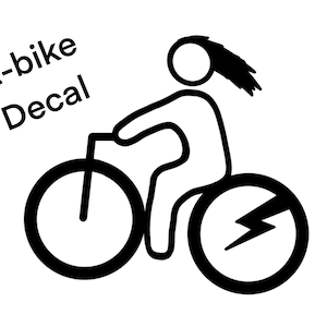 E-bike Decal for car windows or anything with a hard smooth surface. Girl on e-bike. E-bike stickers. Ebike Decal. E bike decal.