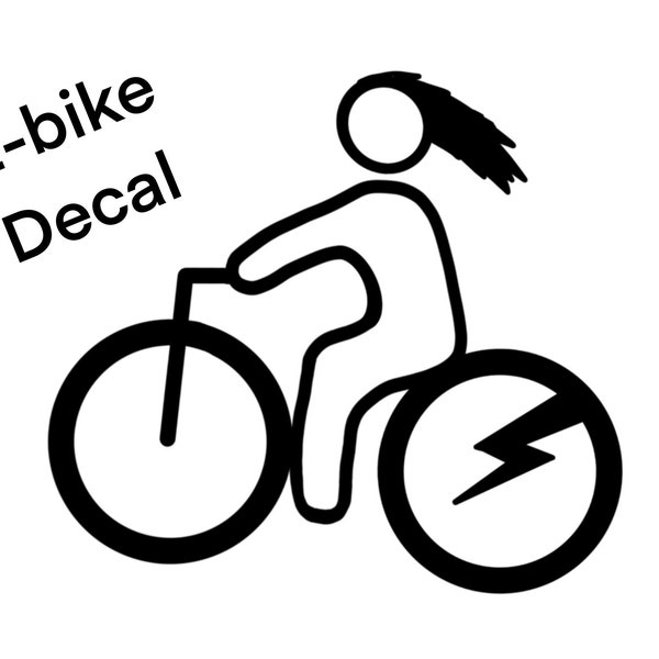 E-bike Decal for car windows or anything with a hard smooth surface. Girl on e-bike. E-bike stickers. Ebike Decal. E bike decal.