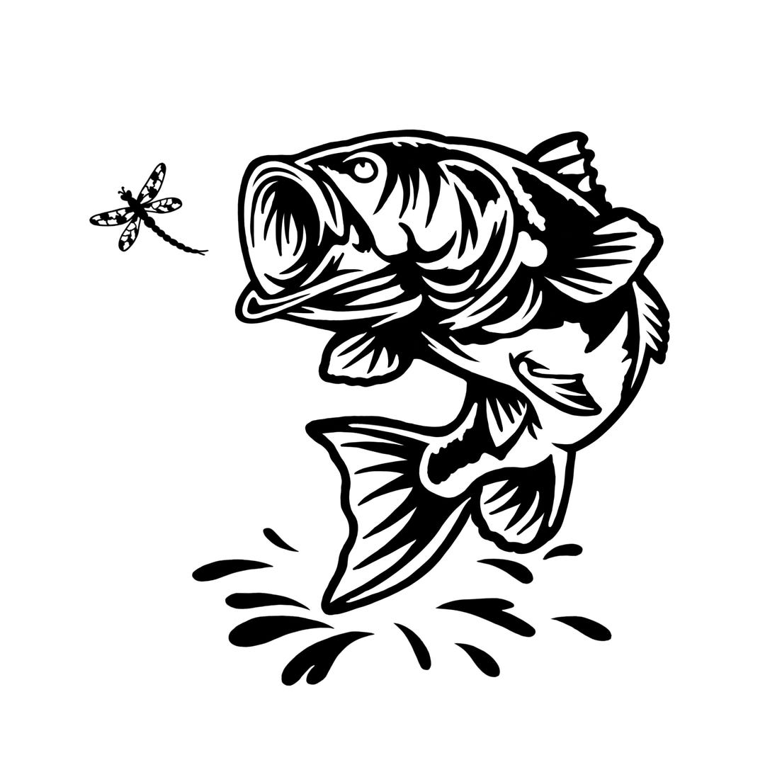 Jumping Largemouth Bass Fish Decal for Car or Truck Window. Vinyl Bass ...