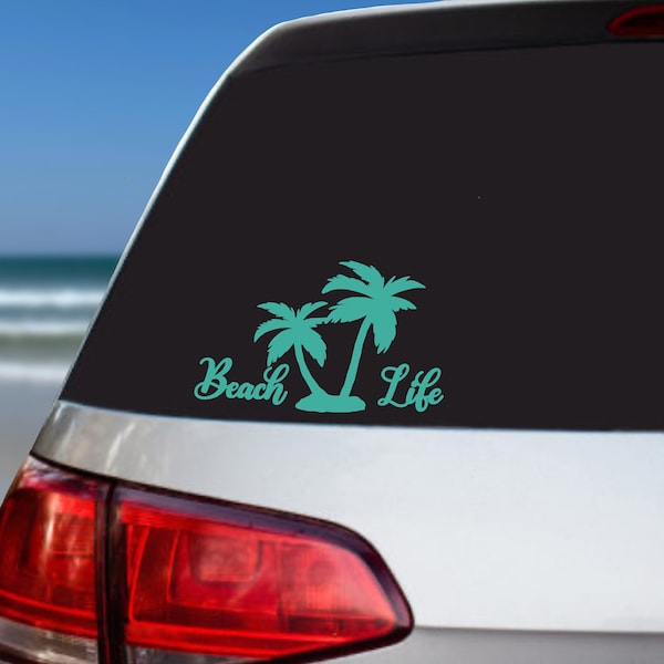 Beach Life Decal of Palm Trees for your Car Window. Makes a great gift for that friend or family member who loves going to the beach.