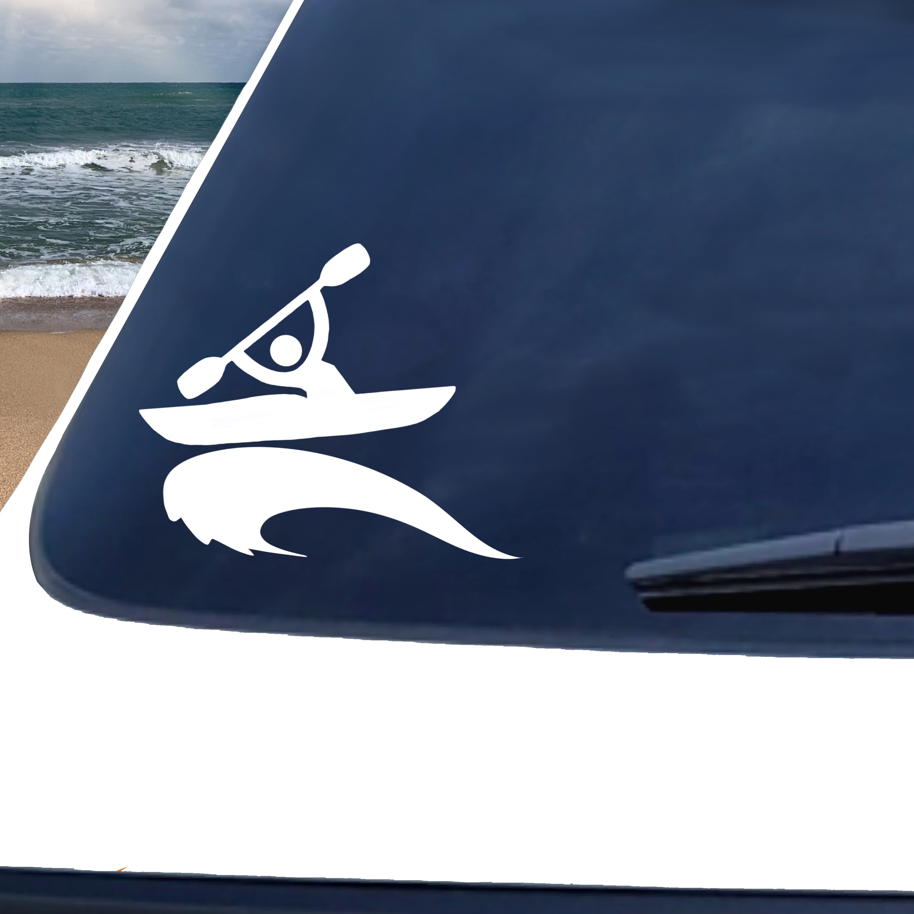 Whitewater Canoe Fishing Vinyl Decal – White Nature Sticker For Car Window