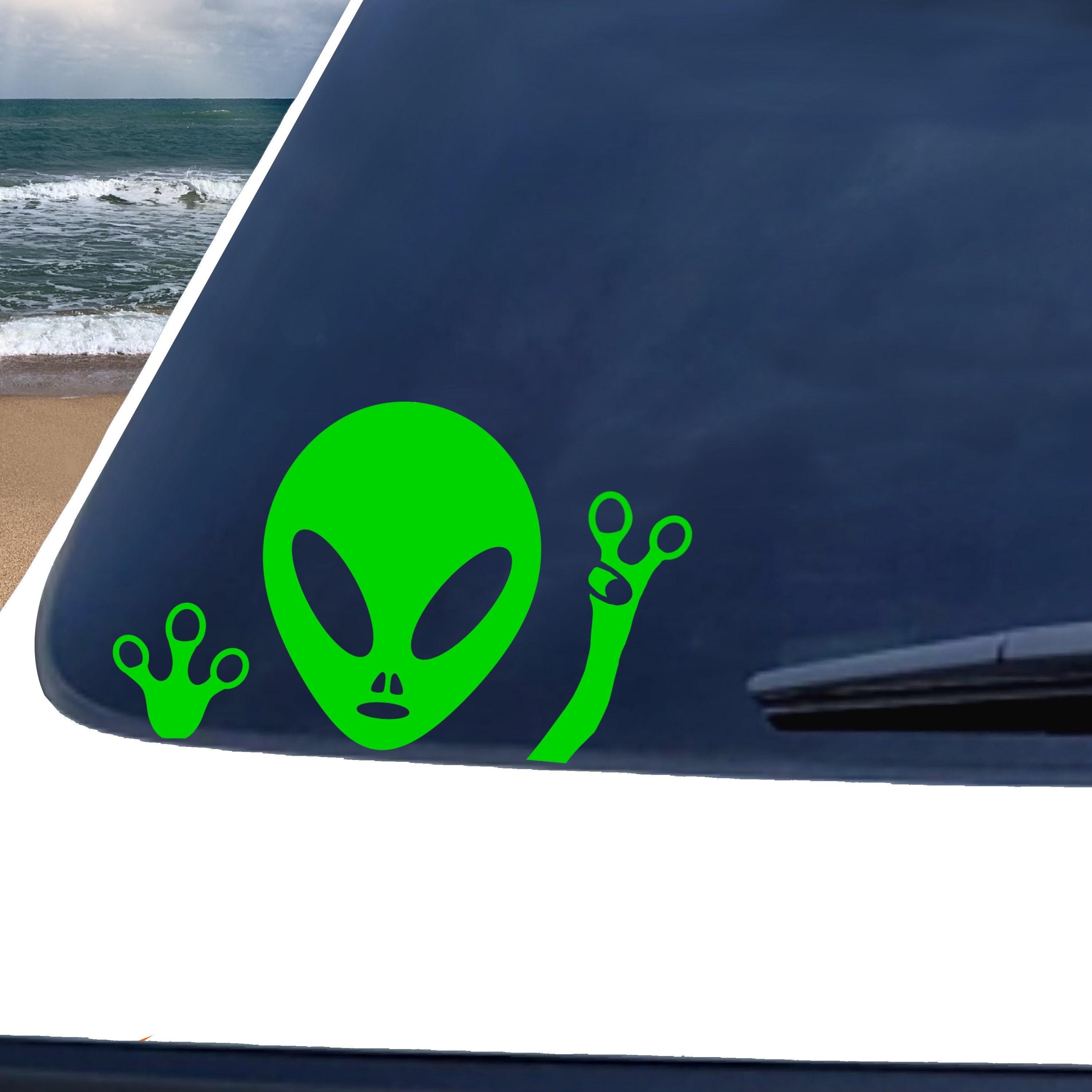 Alien Decal Sticker. Peace Sign Decal. Car Window Decals. - Etsy
