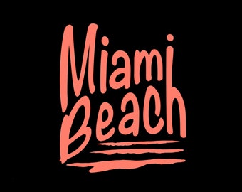 Miami Beach Vinyl Decal - for your car window, laptop or waterbottle. Choose your color - white, sea green, coral or yellow. Various Sizes.
