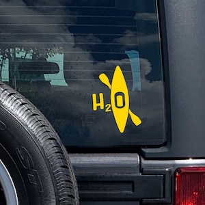 Custom Kayak Decal Sticker for Car Windows, Truck Windows, Water Bottle, or Hydroflask. H2O Decal for Kayakers. Kayaking Gifts.