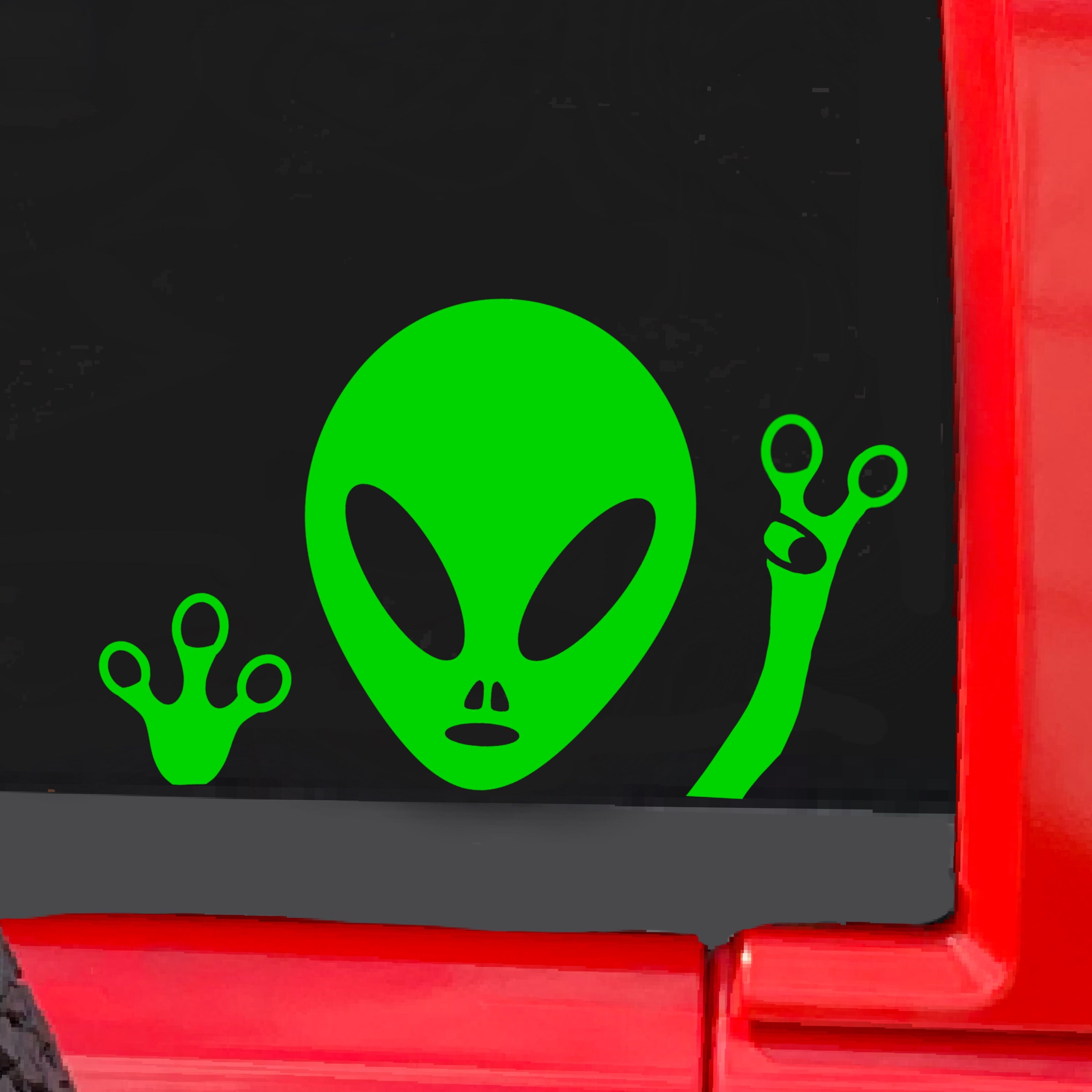 Alien Decal Sticker. Peace Sign Decal. Car Window Decals. - Etsy
