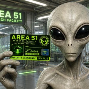 AREA 51 Wallet ID Card — Laminated and FREE Personalization