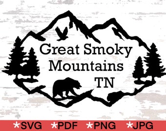 Smoky Mountains SVG, Gatlinburg TN, Bear Decal (Digital Download