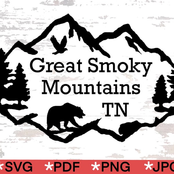 Great Smoky Mountains SVG Download for Cricut. Great Smoky Mountains Cut File. Make Decals and Stickers, Gatlinburg Tn. Gifts.