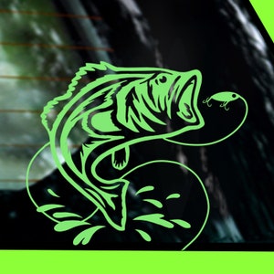 Jumping Largemouth Bass Car Window Decal for Bass Fishermen.