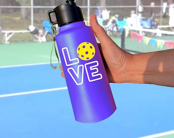 Love Pickleball Decal Sticker: Waterproof Vinyl for Water Bottles