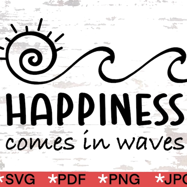 Happiness Comes in Waves image cut file for Cricut. Tribal Minimalist Beach Car Decal. Make decals and or transfers for car windows, tshirts