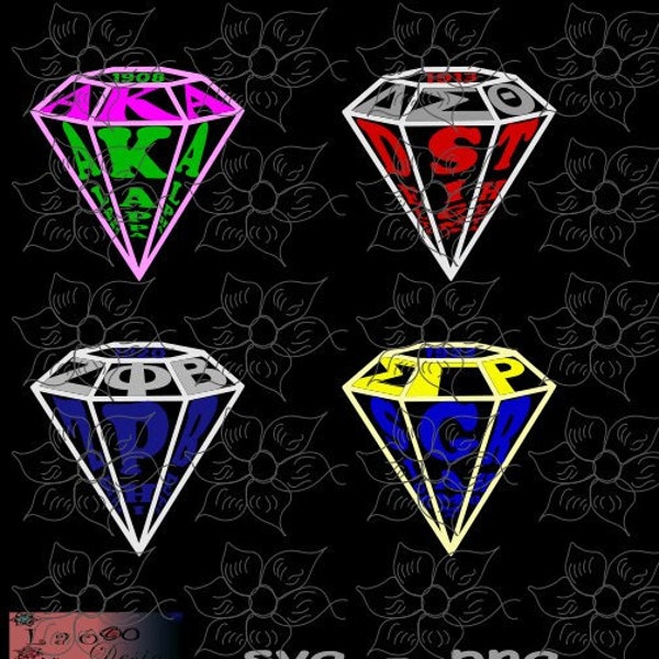 pack sorority diamond, Alpha Kappa Alpha svg, 1908 svg, Delta Sigma Theta svg,1913, Zeta Phi Beta,1920, Sigma Gamma Rho,1922, diamond cricut