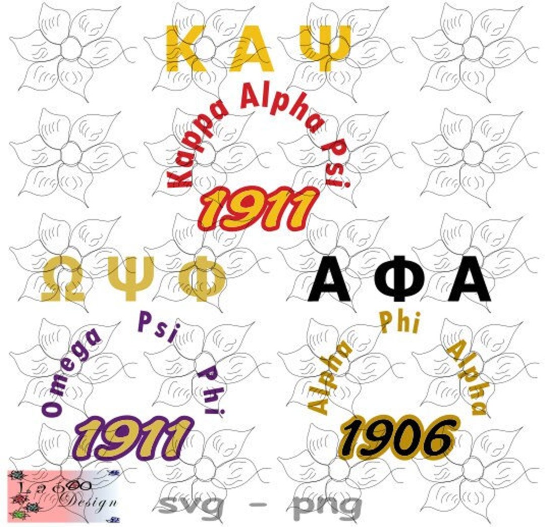 Fraternity Svg, Kappa Alpha Psi, 1911 Svg, Omega Psi Phi, 1906 Svg, Alpha Phi Alpha, Sorority