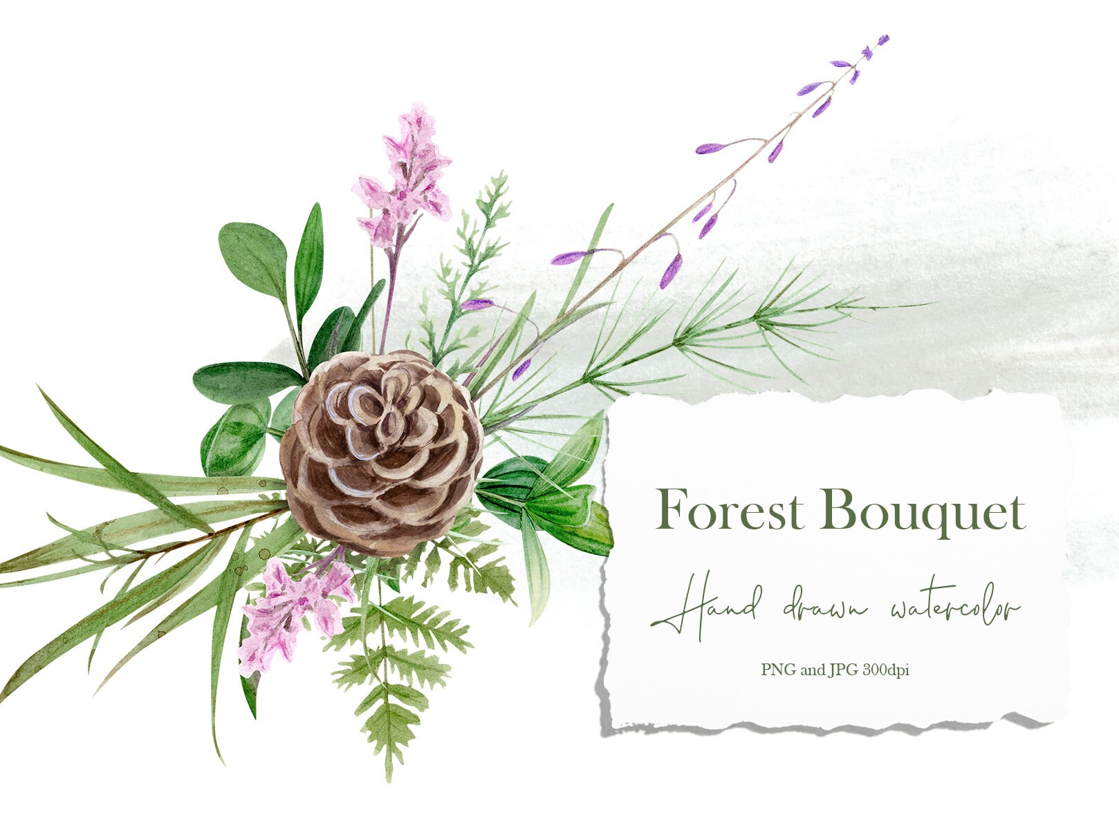 Watercolor Forest Flowers Bouquet PNG. Forest Floral Clipart | Etsy