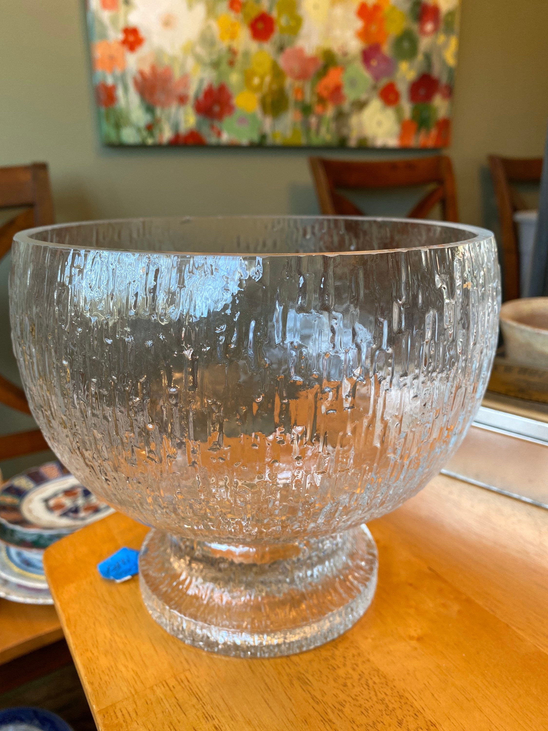 Iittala Finland Kekkerit Large Footed Glass Bowl Designed By Timo iittala-finland-kekkerit-large-footed-glass-bowl-designed-by-timo
