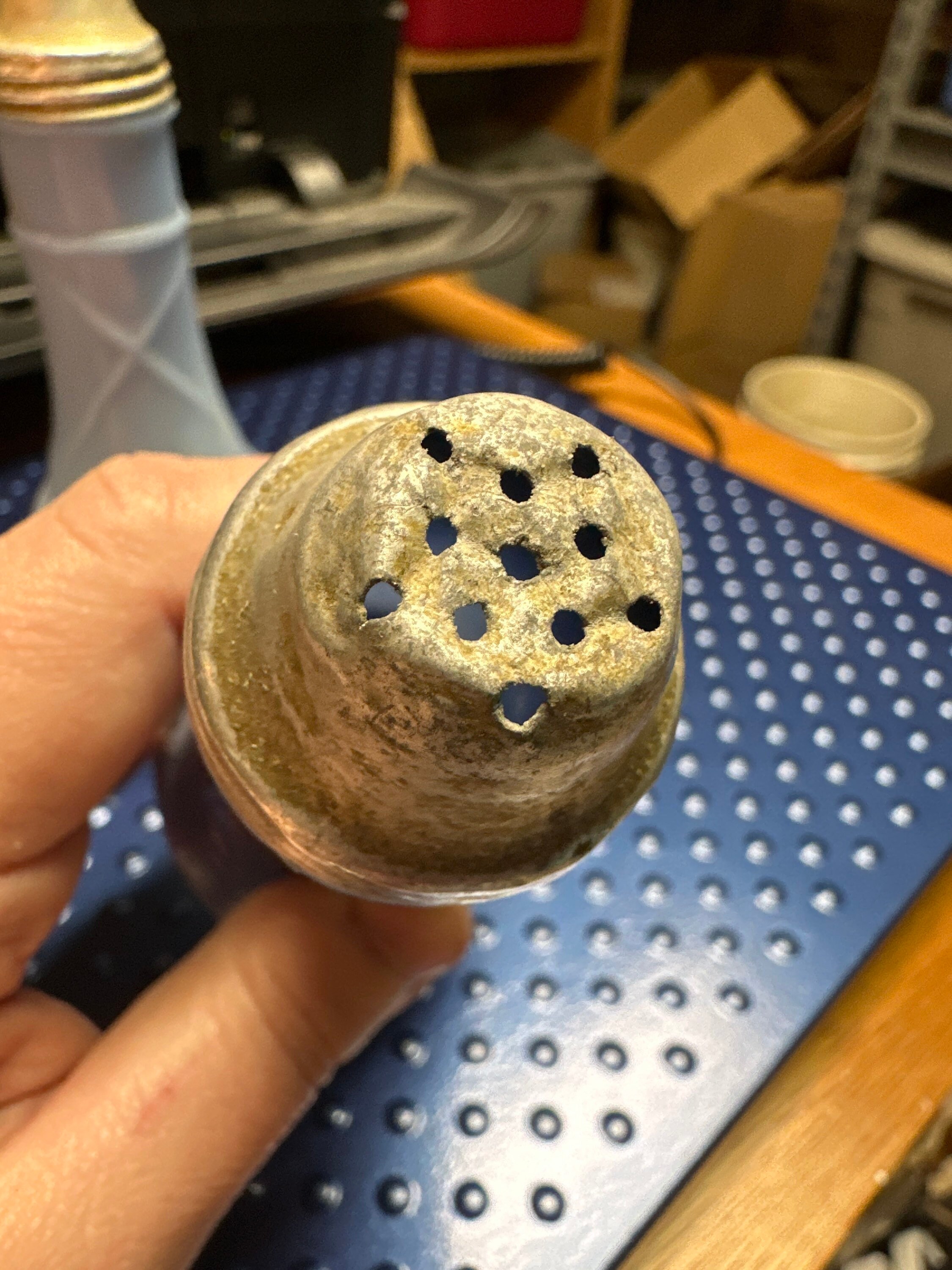 ヴィンテージ ジャネット グラス デルファイト ブルー ミルク ガラス