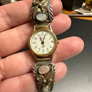 Sterling and mother of pearl watch band