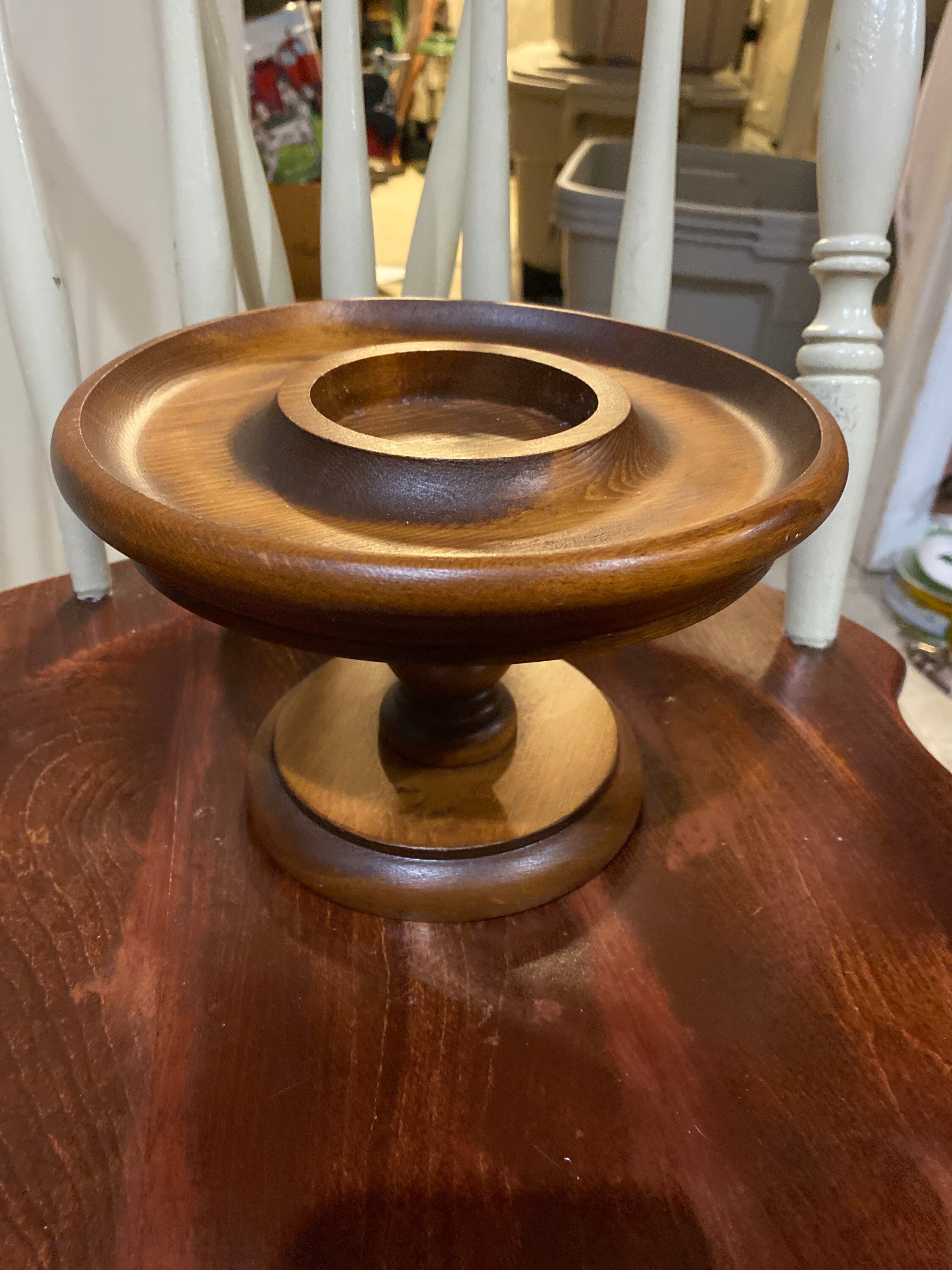 Wood pedestal tray Etsy