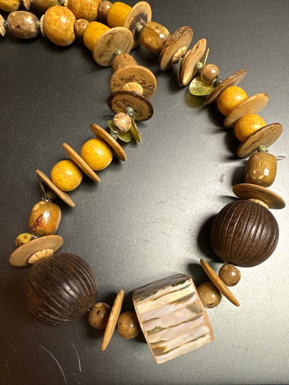 Gorgeous beaded wood necklace - image 1
