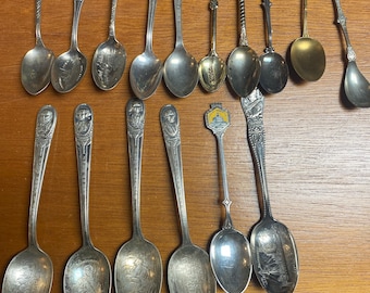 アンティークお土産スプーンセット：スターリングシルバー＆シルバー