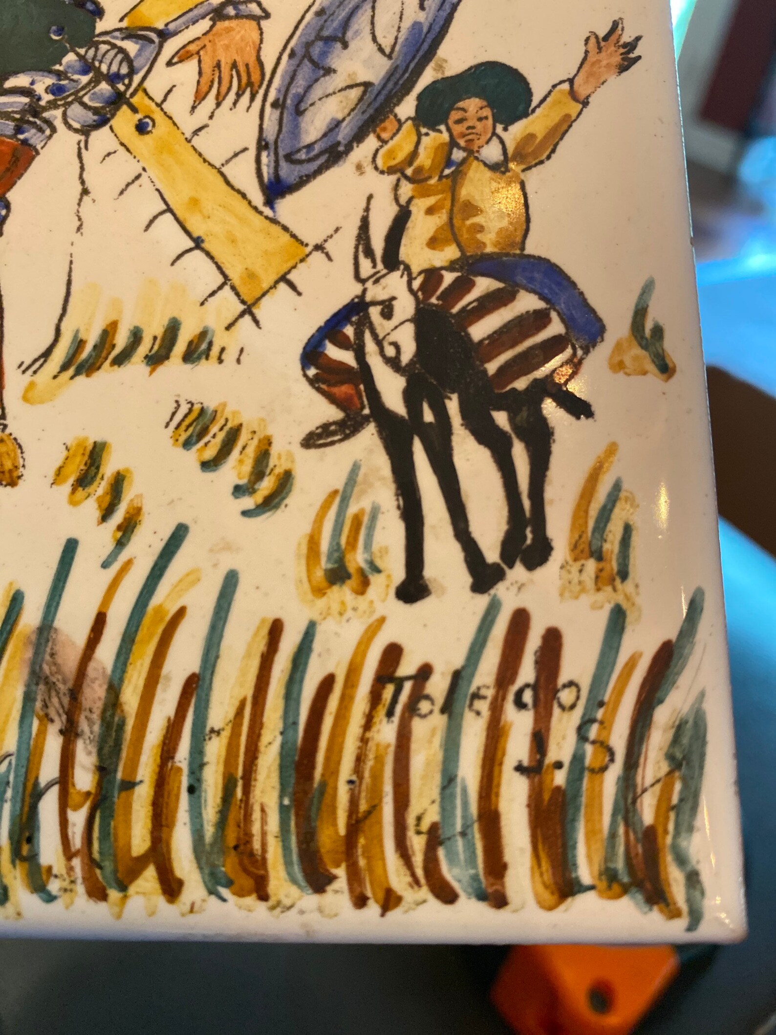 Vintage hand painted tile art by J Sanchez Etsy