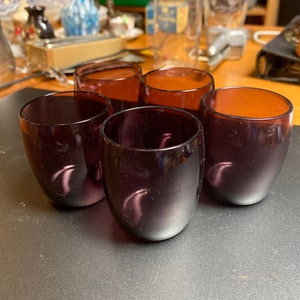 Purple glass shot glasses
