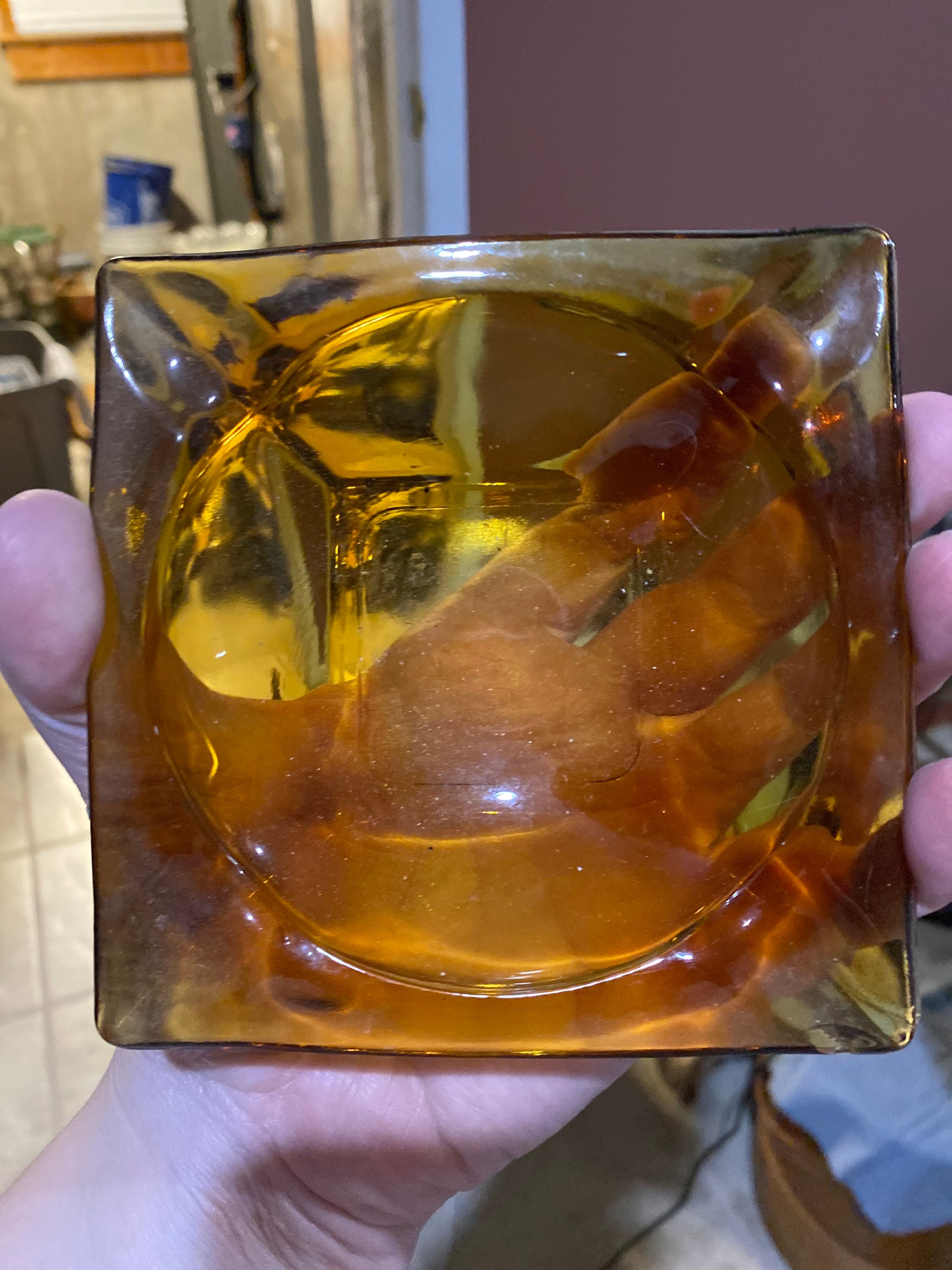 ヴィンテージの琥珀色のガラス灰皿 - Etsy 日本