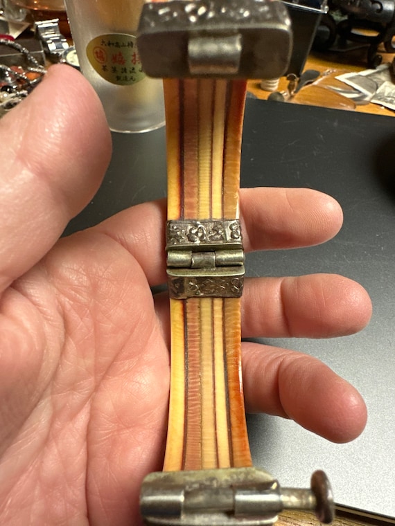 silver and bone bangle bracelet - image 6