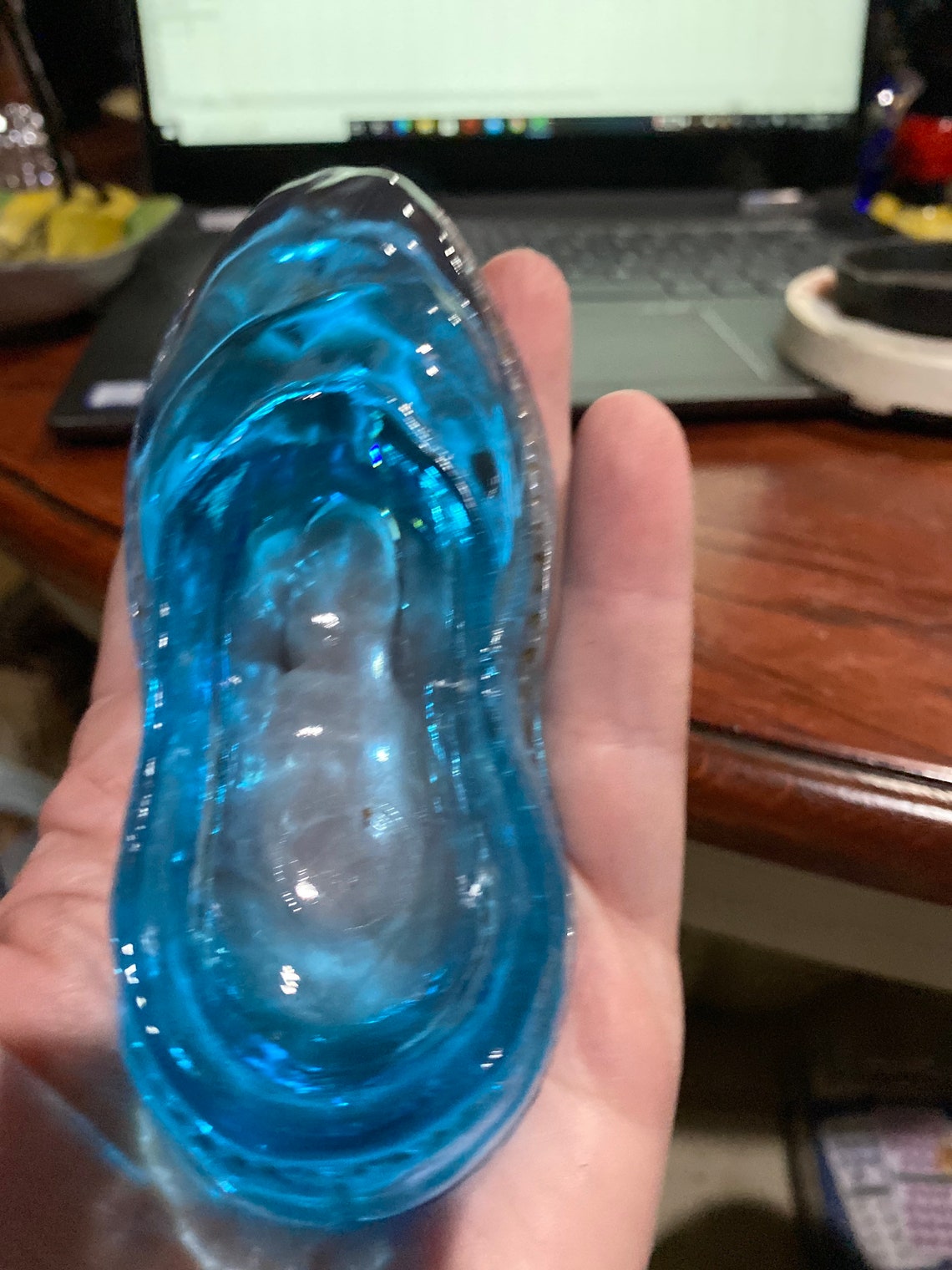 Blue Glass Slipper Etsy