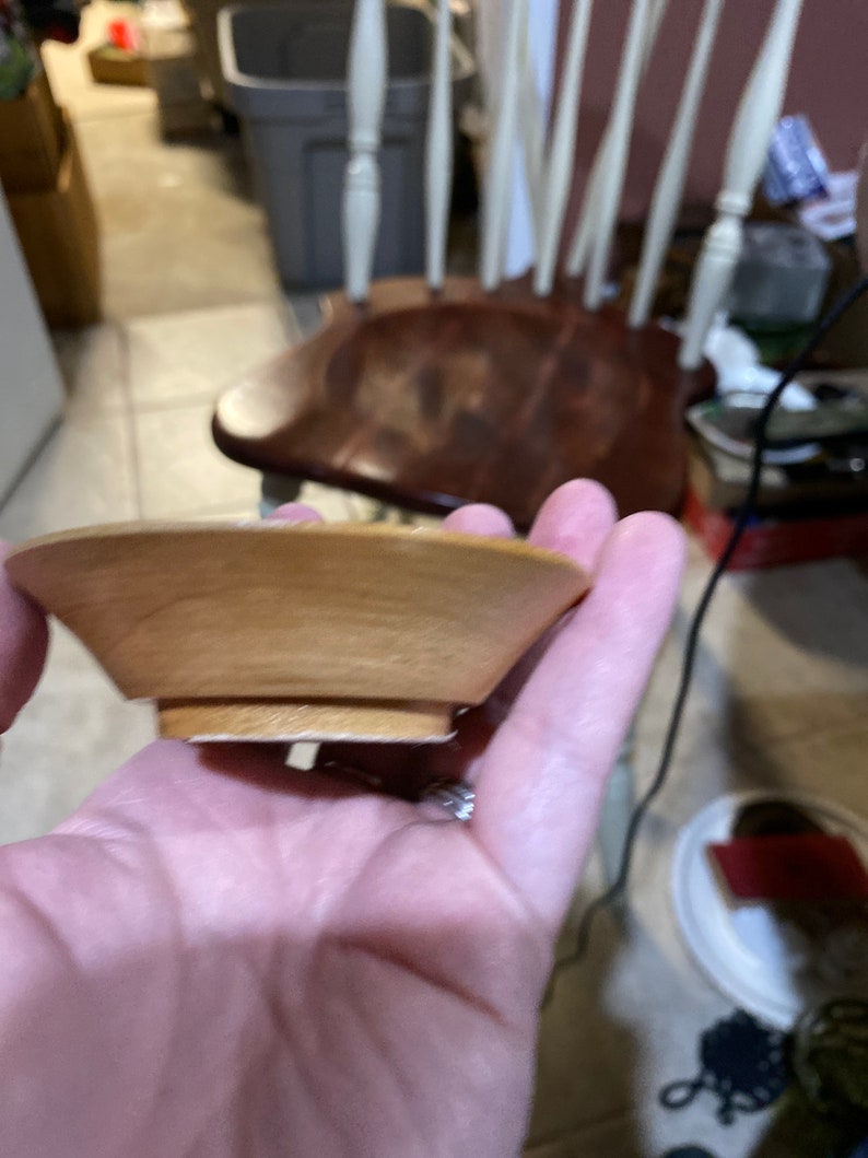 Painted and engraved wood trinket bowl
