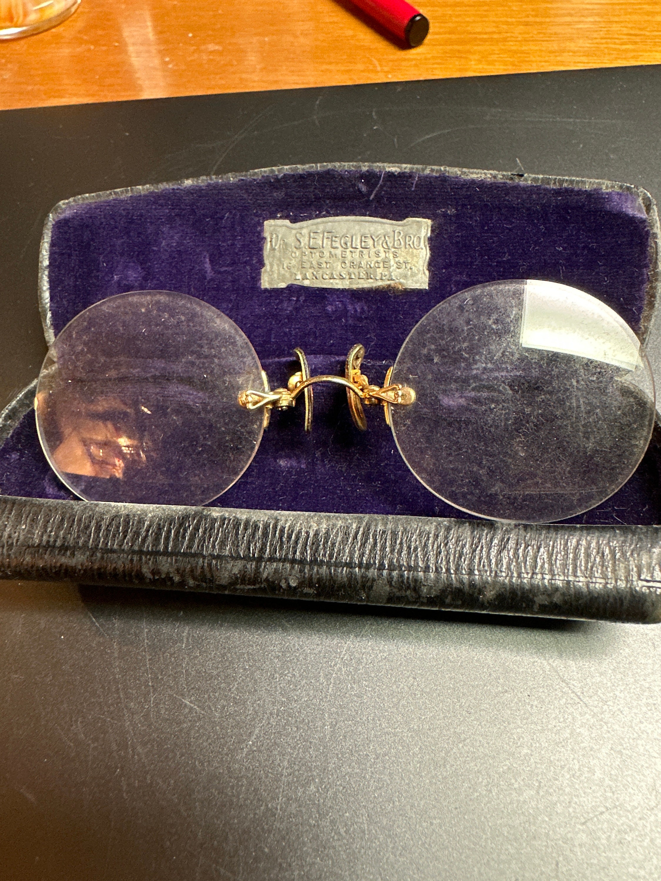 Antique Ladies Pince Nez Eyeglasses with Hairpin, Hair Accessory