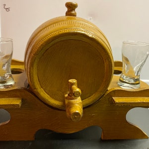 Whiskey barrel bar setup