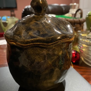 Studio art pottery lidded bowl