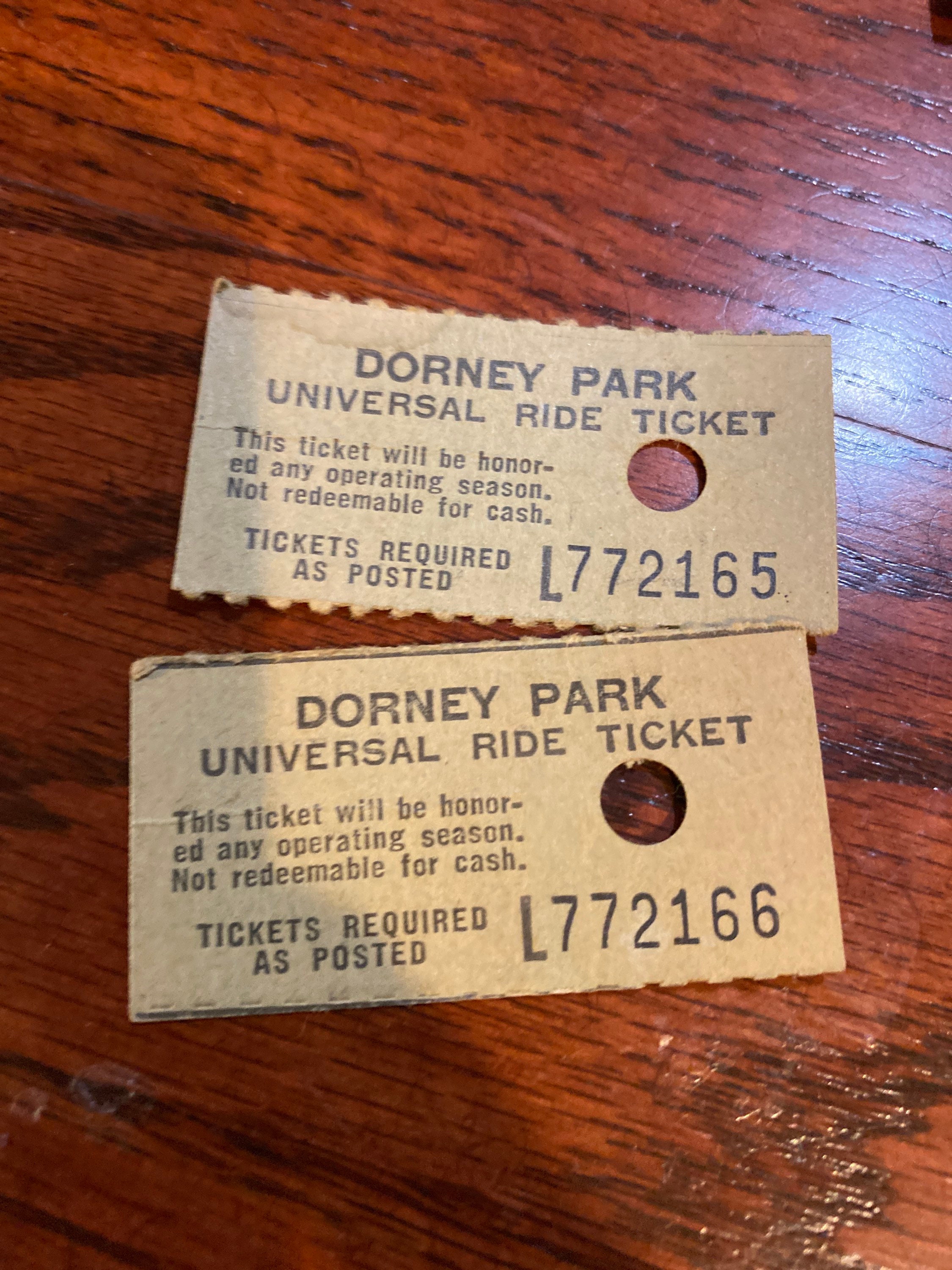 Lot of Vintage Ride Tickets From Dorney Park - Etsy