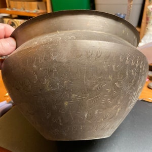 Engraved metal bowl