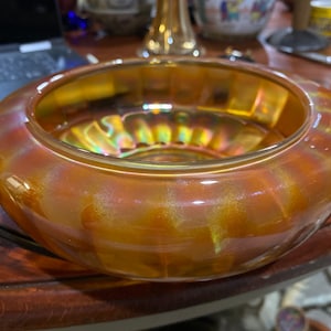 Gorgeous marigold carnival glass bowl