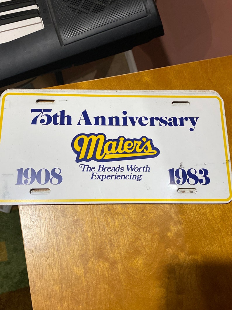 Maiers bread 75th anniversary license plate