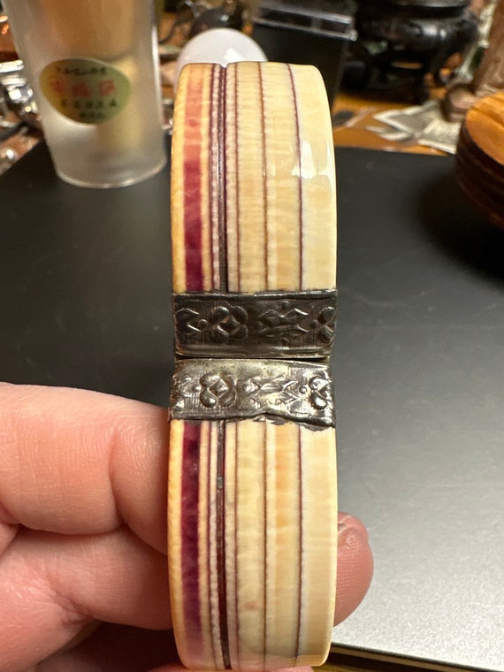 silver and bone bangle bracelet - image 5