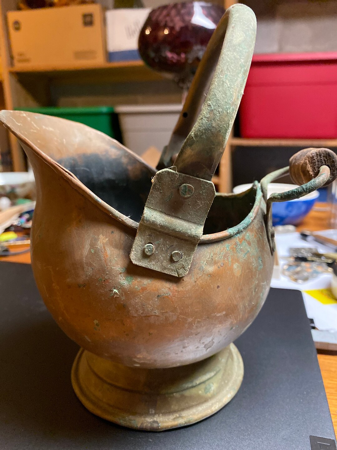 Antique Copper Coal Scuttle Bucket Etsy
