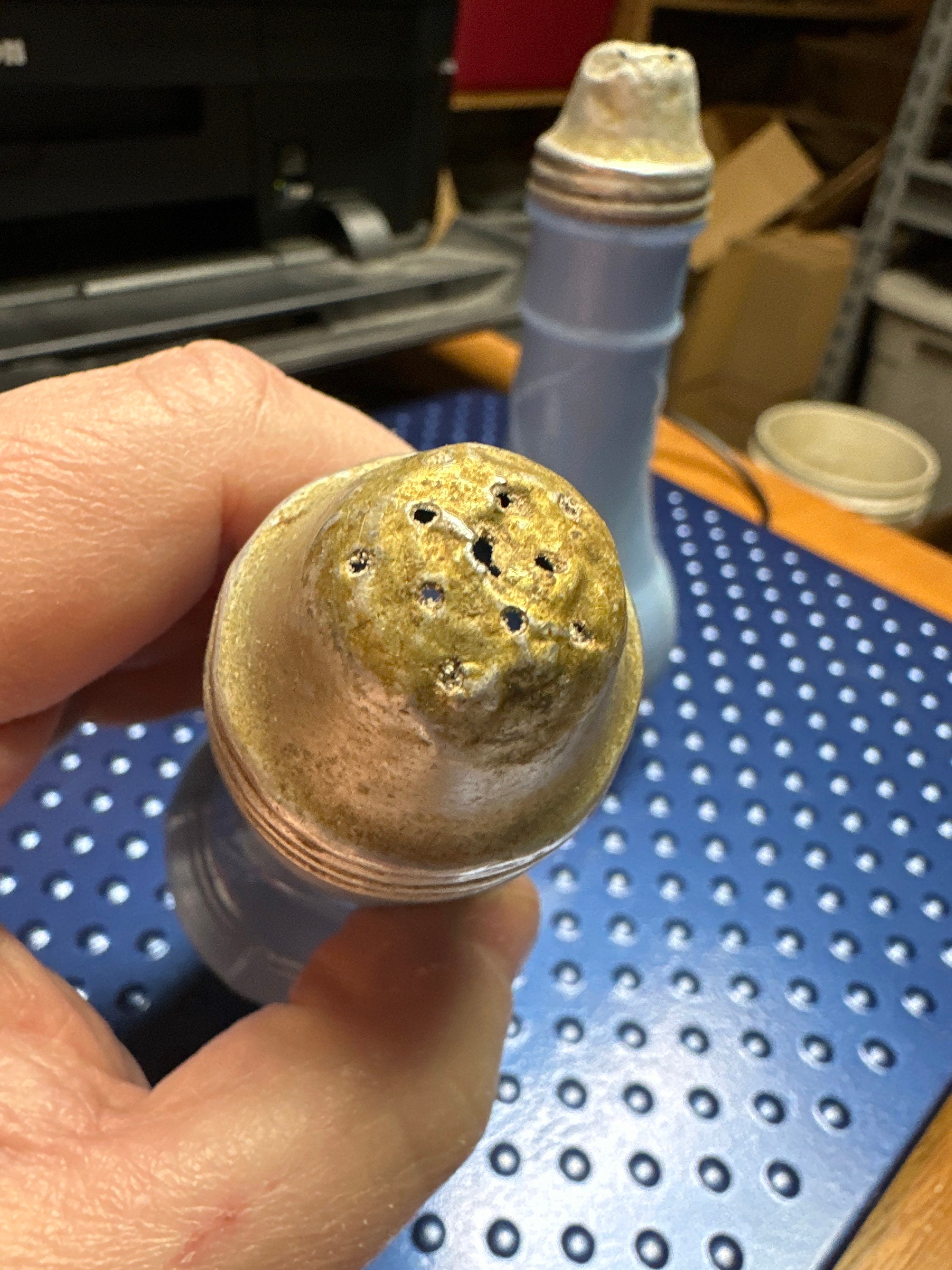 ヴィンテージ ジャネット グラス デルファイト ブルー ミルク ガラス