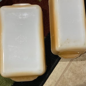 Fire king peach luster casserole dishes