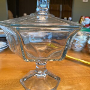 Pressed glass paneled candy dish with lid