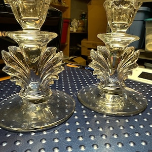 Fostoria baroque candlestick holders. Set of 2