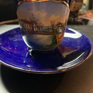 Antique cup and saucer souvenir from Lovers rustic bridge in catskill mountains